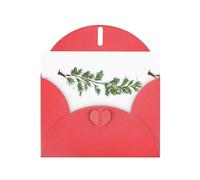 Red WHJSHOP Falling snow on pine branches Prints Greeting Card - High-End Pearlescent Paper Double Sided Pearl Effect Love Buckle Pearl Paper Envelope
