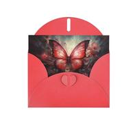 Red WHJSHOP Fantasy Flower Butterfly Prints Greeting Card - High-End Pearlescent Paper Double Sided Pearl Effect Love Buckle Pearl Paper Envelope