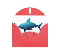 Red WHJSHOP Fantasy life in the ocean Prints Greeting Card - High-End Pearlescent Paper Double Sided Pearl Effect Love Buckle Pearl Paper Envelope