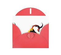 Red WHJSHOP Fire dragon under the volcano Prints Greeting Card - High-End Pearlescent Paper Double Sided Pearl Effect Love Buckle Pearl Paper Envelope