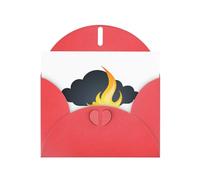 Red WHJSHOP Flame under the dark clouds Prints Greeting Card - High-End Pearlescent Paper Double Sided Pearl Effect Love Buckle Pearl Paper Envelope