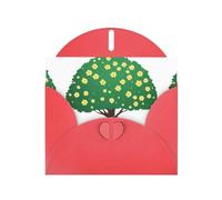 Red WHJSHOP Flower bicycle under the tree Prints Greeting Card - High-End Pearlescent Paper Double Sided Pearl Effect Love Buckle Pearl Paper Envelope