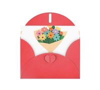 Red WHJSHOP Flowers wrapped in beautiful paper Prints Greeting Card - High-End Pearlescent Paper Double Sided Pearl Effect Love Buckle Pearl Paper Envelope