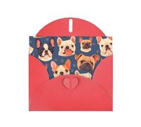 Red WHJSHOP french bulldog Prints Greeting Card - High-End Pearlescent Paper Double Sided Pearl Effect Love Buckle Pearl Paper Envelope