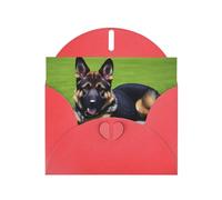 Red WHJSHOP German shepherd dog Prints Greeting Card - High-End Pearlescent Paper with Double-Sided Pearl Effect
