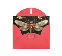 Red WHJSHOP Gold Exquisite Dragonfly Prints Greeting Card - High-End Pearlescent Paper Double Sided Pearl Effect Love Buckle Pearl Paper Envelope