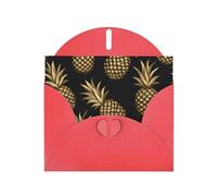 Red WHJSHOP gold pineapple background Prints Greeting Card - High-End Pearlescent Paper with Double-Sided Pearl Effect