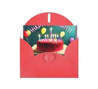 Red WHJSHOP Happy Birthday Beautiful Prints Greeting Card - High-End Pearlescent Paper Double Sided Pearl Effect Love Buckle Pearl Paper Envelope