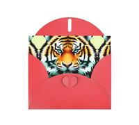 Red WHJSHOP Little fat tiger head Prints Greeting Card - High-End Pearlescent Paper Double Sided Pearl Effect Love Buckle Pearl Paper Envelope