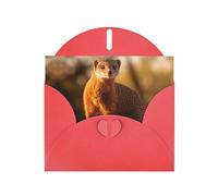 Red WHJSHOP meerkat Prints Greeting Card - High-End Pearlescent Paper Double Sided Pearl Effect Love Buckle Pearl Paper Envelope