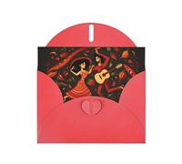 Red WHJSHOP mexican salsa symbols Prints Greeting Card - High-End Pearlescent Paper Double Sided Pearl Effect Love Buckle Pearl Paper Envelope