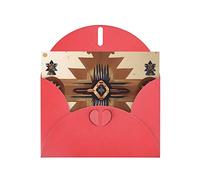 Red WHJSHOP Native American Patterns Prints Greeting Card - High-End Pearlescent Paper Double Sided Pearl Effect Love Buckle Pearl Paper Envelope