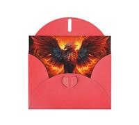 Red WHJSHOP Orange Red Phoenix Prints Greeting Card - High-End Pearlescent Paper Double Sided Pearl Effect Love Buckle Pearl Paper Envelope