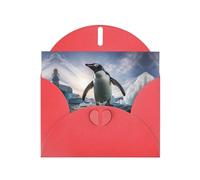 Red WHJSHOP penguins Prints Greeting Card - High-End Pearlescent Paper Double Sided Pearl Effect Love Buckle Pearl Paper Envelope