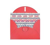 Red WHJSHOP Plain geometric floral pattern Prints Greeting Card - High-End Pearlescent Paper Double Sided Pearl Effect Love Buckle Pearl Paper Envelope