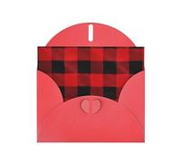 Red WHJSHOP red black buffalo check plaid pattern Prints Greeting Card - High-End Pearlescent Paper Double Sided Pearl Effect Love Buckle Pearl Paper Envelope