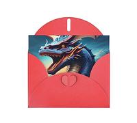Red WHJSHOP Roaring Dragon Prints Greeting Card - High-End Pearlescent Paper Double Sided Pearl Effect Love Buckle Pearl Paper Envelope