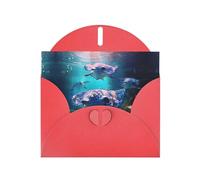 Red WHJSHOP Sea Animals Stingrays Prints Greeting Card - High-End Pearlescent Paper with Double-Sided Pearl Effect