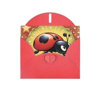 Red WHJSHOP Seven Star Ladybird Prints Greeting Card - High-End Pearlescent Paper Double Sided Pearl Effect Love Buckle Pearl Paper Envelope