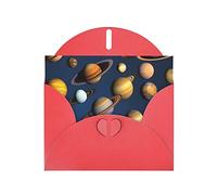 Red WHJSHOP Solar System Planets Prints Greeting Card - High-End Pearlescent Paper Double Sided Pearl Effect Love Buckle Pearl Paper Envelope