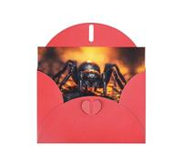 Red WHJSHOP Spider in the light Prints Greeting Card - High-End Pearlescent Paper Double Sided Pearl Effect Love Buckle Pearl Paper Envelope