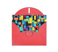 Red WHJSHOP Square geometry diagram Prints Greeting Card - High-End Pearlescent Paper Double Sided Pearl Effect Love Buckle Pearl Paper Envelope