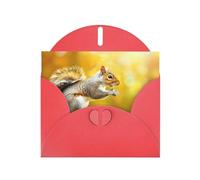 Red WHJSHOP Squirrel eating walnut Prints Greeting Card - High-End Pearlescent Paper Double Sided Pearl Effect Love Buckle Pearl Paper Envelope