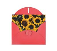 Red WHJSHOP Sunflower on Black B Prints Greeting Card - High-End Pearlescent Paper with Double-Sided Pearl Effect