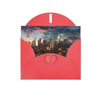 Red WHJSHOP The New York City skyline Prints Greeting Card - High-End Pearlescent Paper with Double-Sided Pearl Effect