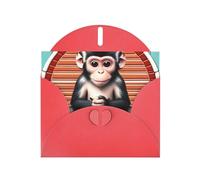 Red WHJSHOP The silent monkey Prints Greeting Card - High-End Pearlescent Paper Double Sided Pearl Effect Love Buckle Pearl Paper Envelope