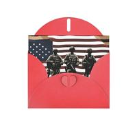 Red WHJSHOP US Military Soldiers Patriotic Memorial Day Prints Greeting Card - High-End Pearlescent Paper Double Sided Pearl Effect Love Buckle Pearl Paper Envelope