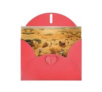 Red WHJSHOP wheat harvest Prints Greeting Card - High-End Pearlescent Paper Double Sided Pearl Effect Love Buckle Pearl Paper Envelope