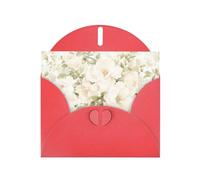 Red WHJSHOP white watercolor floral rose Prints Greeting Card - High-End Pearlescent Paper Double Sided Pearl Effect Love Buckle Pearl Paper Envelope