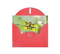 Red WHJSHOP yellow dragonfly Prints Greeting Card - High-End Pearlescent Paper Double Sided Pearl Effect Love Buckle Pearl Paper Envelope