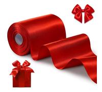 Red Wide Satin Ribbon - 100mm x 10M Red Fabric Ribbons, Thick Ribbons for Gift Wrapping Christmas Grand Opening Business Cutting Ceremony Festival Party Decoration Wedding Chair Sash