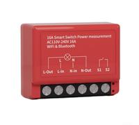 Red WiFi for Smart Home Relay Module Remote Control Power Monitoring, Slim Design Retrofit Behind Wall Switch, Works With Existing Household Lighting Circuits