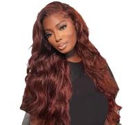Red Wig Lace Front Wigs Big Wave Wig Long Curly Wig Ladies Wig Carnival Cosplay Human Hair Wig 30Inch Curly Wig Length Suitable For Party Decoration Frontal Wigs Hair