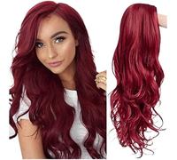 Red wig woman center parted wig full head set big wave curly hair chemical fiber head set