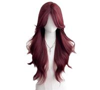 Red wig woman long hair center parted big wave long curly hair natural imitation head cover