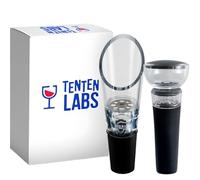 Red Wine Aerator Pourer and Wine Pump Stopper (2-Pack) by TenTen Labs - Premium Wine Decanter Set with Vacuum Bottle Stopper - Gift Box Included