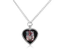 Red Wine And Blue U.S. Celebration Drinking Custom Cremation Jewelry Urn Necklace for Dog Pet Ashes Heart Memorial Pendant
