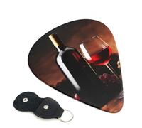 Red Wine And Bottle 6 Pack Guitar Picks With Holder, Personalized Guitar Plectrums Non-Slip Portable Ukulele Bass Picks 0.71mm For Acoustic Guitar Lovers Gifts