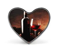 Red Wine And Bottle Heart Shape Lapel Pin Personalized Pinback Button Badges Retro Punk Button Pin Kawaii Heart Badges for Men Women Clothes Bags Hats & Gift