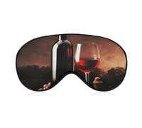 Red Wine and Bottle Sleep Mask for Women Men Side Sleeper Eye Cover with Adjustable Strap Soft Breathable Blackout Mask Slip-Free Deep Sleeping Travel Essentials