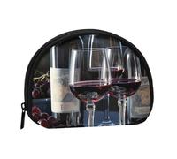Red Wine and Wine Glasses Coin Purse Personalized Coin Bag for Women Men Change Purse Small Wallets with Zipper Mini Shell Coin Pouch Outdoor Shopping Change Storage Bag Handbags Gifts