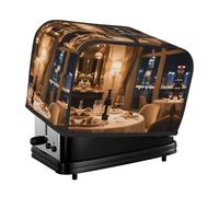 Red Wine Background Toaster Cover 2 Slice, Waterproof Bread Machine Covers with Pockets Universal Size Kitchen Small Appliance Cover with Handle, Dust and Fingerprint Protection