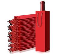 Red Wine Bags, Wine Gift Bag Bulk x 12, Bottle Bags for Wine, Reusable, Single Spirits Tote Bag with Strong Rope Handles for Wedding Birthday Christmas Party