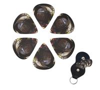 Red wine barrel Guitar Picks 6 Pack, 0.46mm Thickness Celluloid Bass Pick with Leather Guitar Pick Holder Keychain Abstract Art Pics Plectrum for Acoustic Electric Guitar, Ukulele, Bass