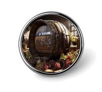 Red Wine Barrel Round Badge for Men Women, Durable & Stylish Lapel Pins, Lightweight Metal Badges for Shirts, Jackets, Hats