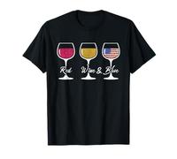 Red Wine & Blue 4th of July Wine Red White Blue Wine Glasses T-Shirt